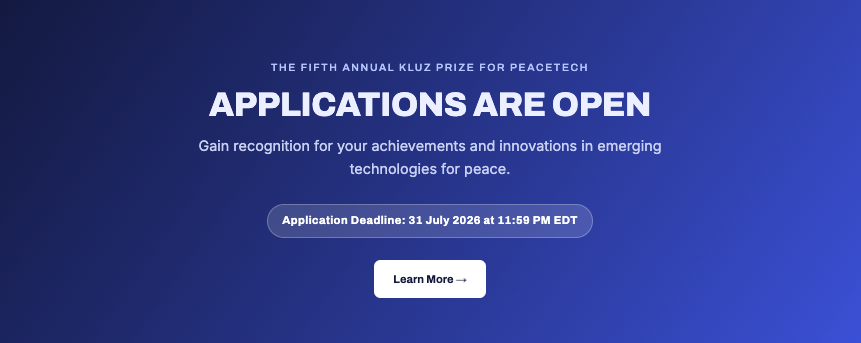 Launch of the Fifth Annual Kluz Prize for PeaceTech 
